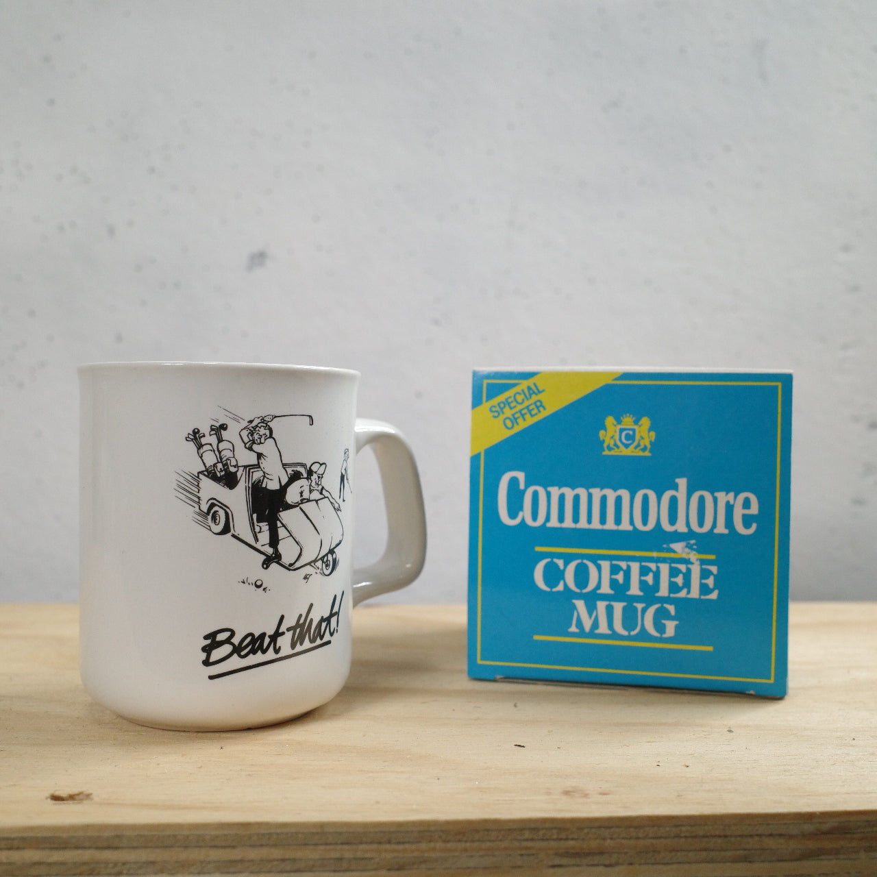 Vintage 1980s Commodore Coffee Mug Beat That Golf Kart Coffee Mug NEW