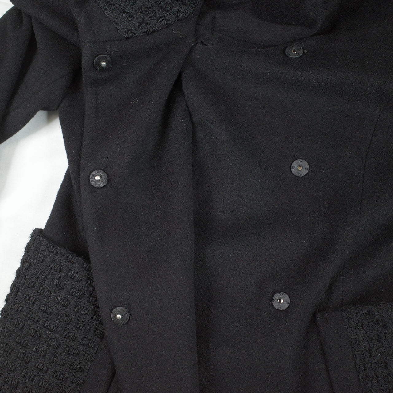 Anna Sui Black Wool Button Knee Length Coat 6