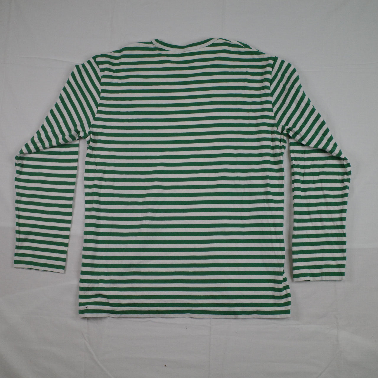 Comme Des Garcons CDG Play Green and White Striped Long Sleeve Crewneck T-shirt XL