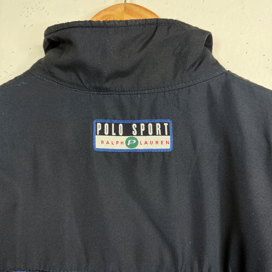 Vintage Polo Sport Ralph Lauren Pepsi Cycling Jacket Fleece Lined RARE Mens Medium