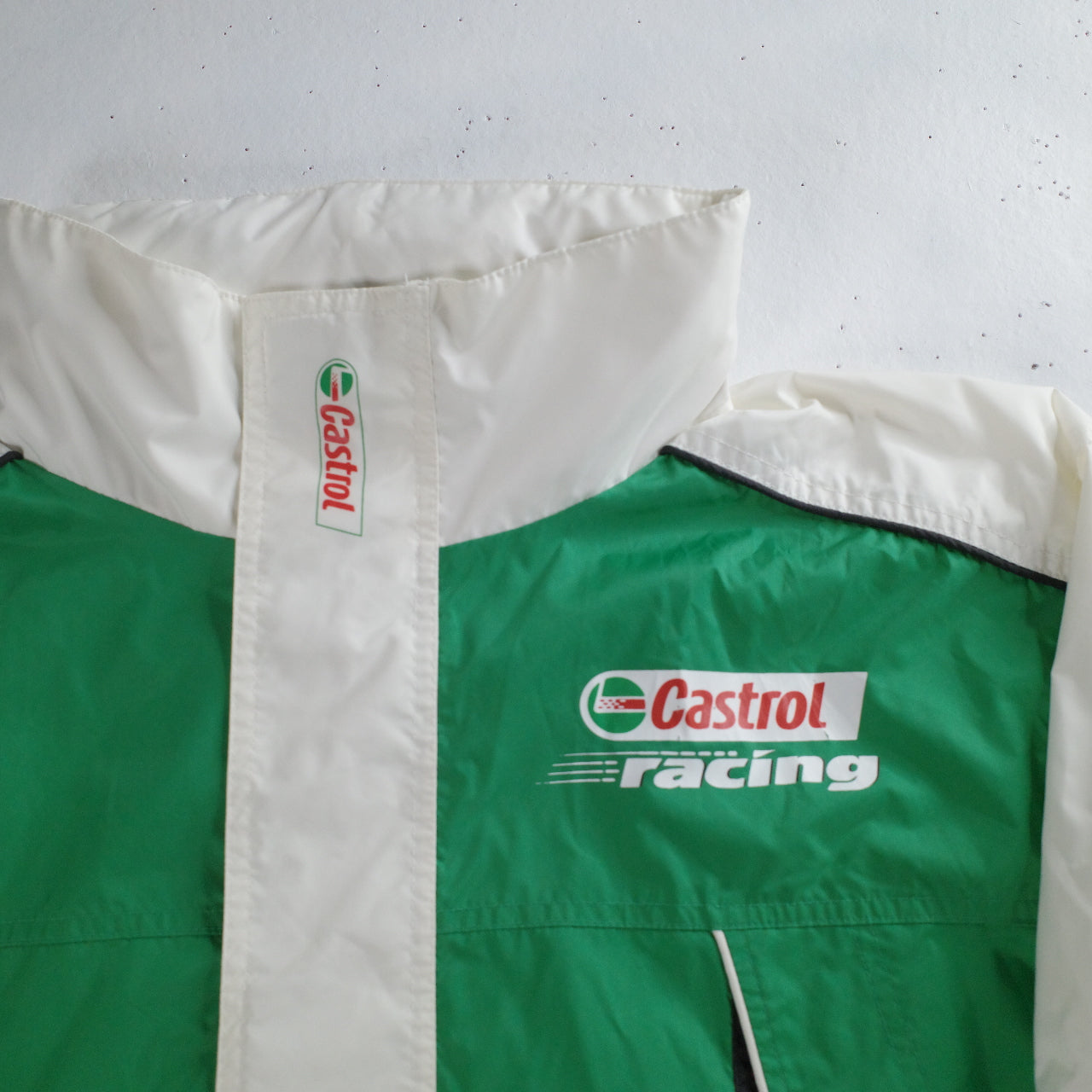 Vintage Castrol Racing Jacket Full Zip Green White Mens XL