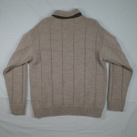 Sovrano Pure Wool Knit Australian Made 90's Collared Light Brown Sweater Men's Large