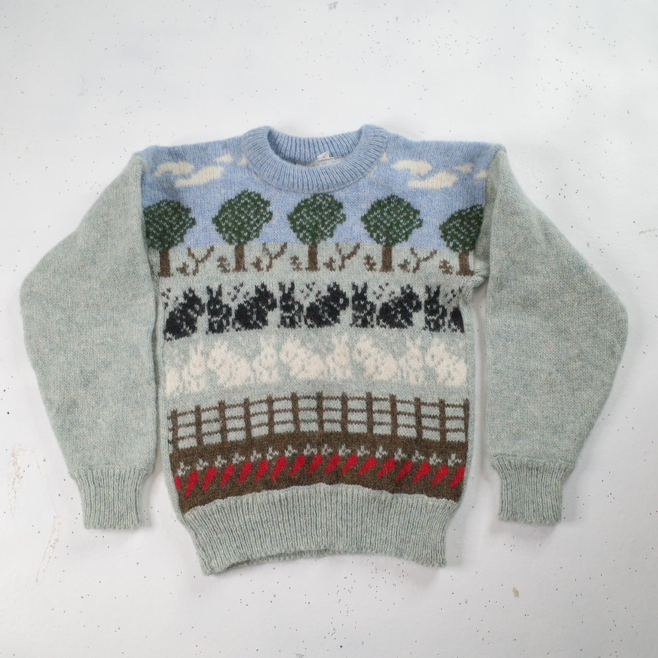 Moffat Woolens Pure Wool Made In United Kingdom Rabbit Farm Sweater Childrens Small