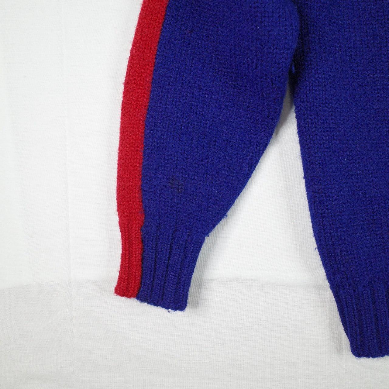 Vintage Ralph Lauren Uni Crest Wool Knit Sweater Blue Red Mens Small