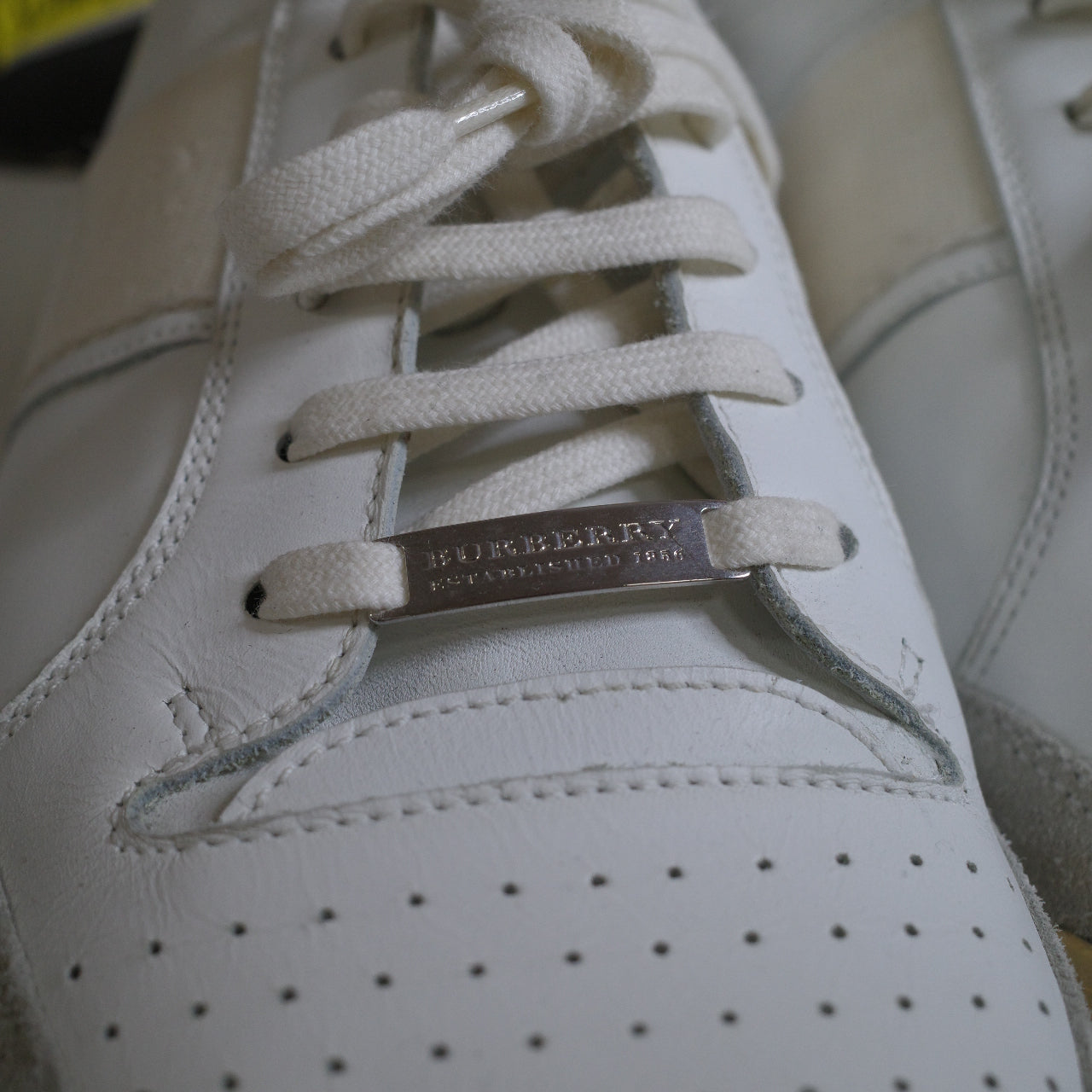 Burberry Suede Leather White/Grey Trainers EU 44 US11