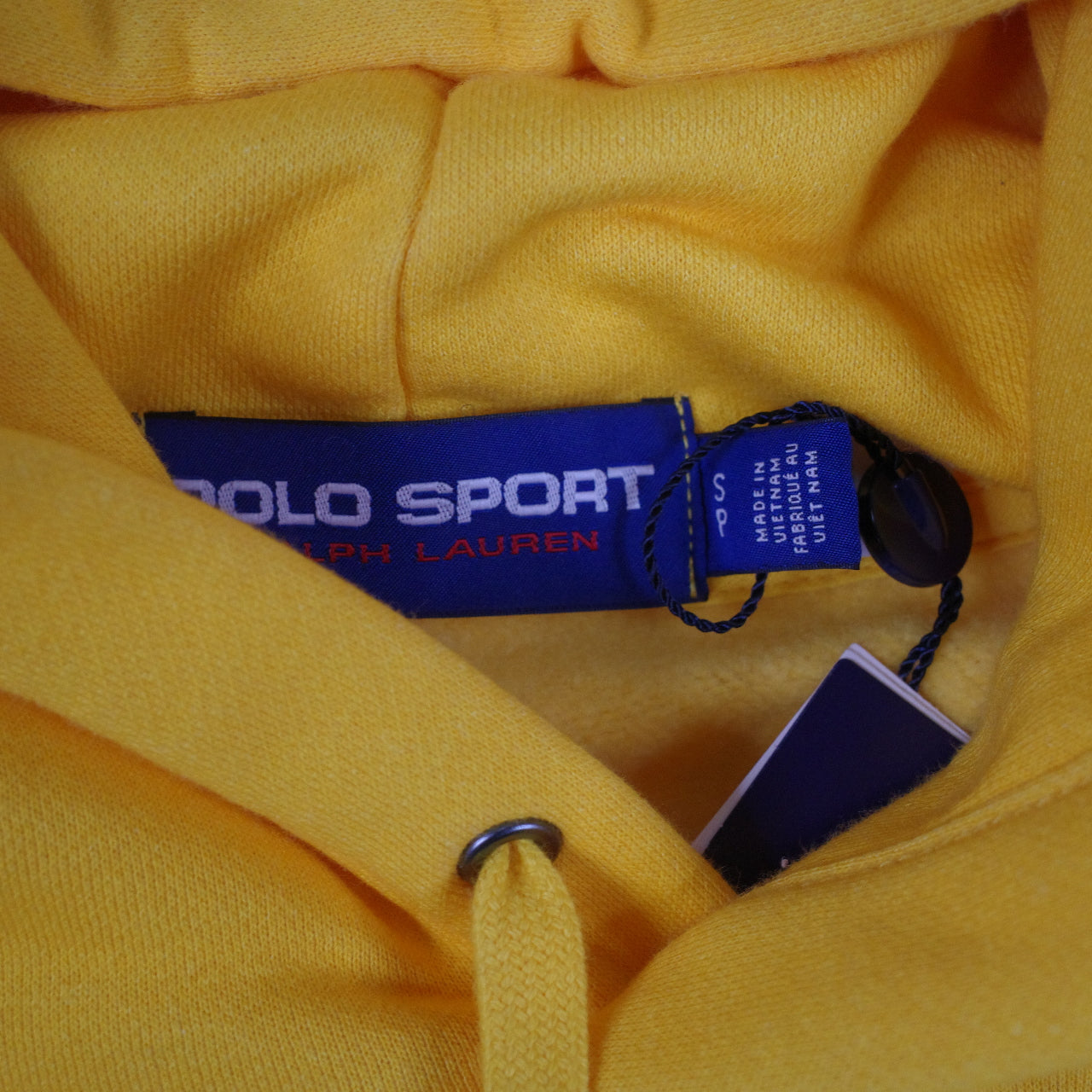 Polo Sport Ralph Lauren Motocross 1992 Yellow Fleece Hooded Sweatshirt Hoodie Mens Small NWT