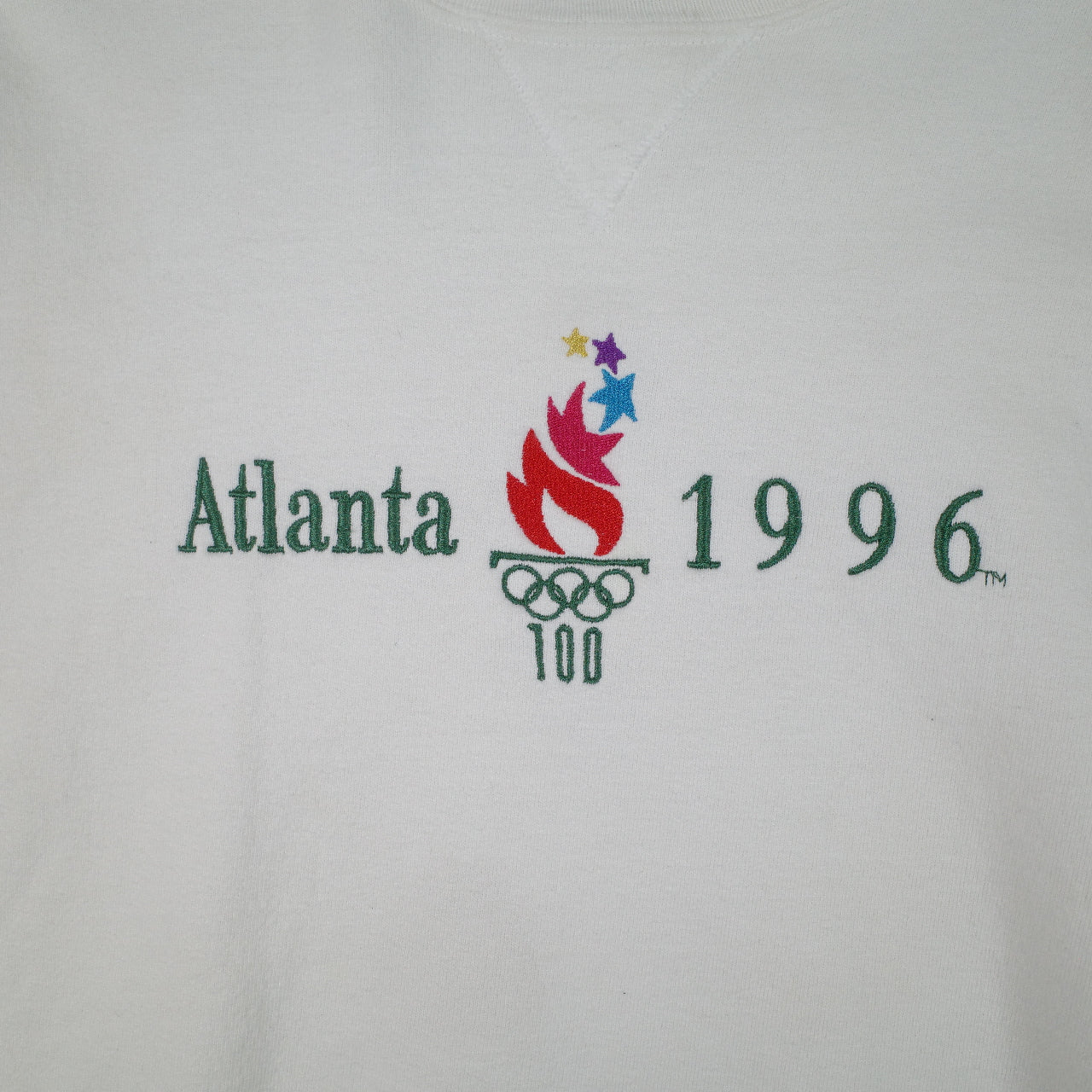 Champion Atlanta 1996 Olympics White Sweater Crewneck Mens XL