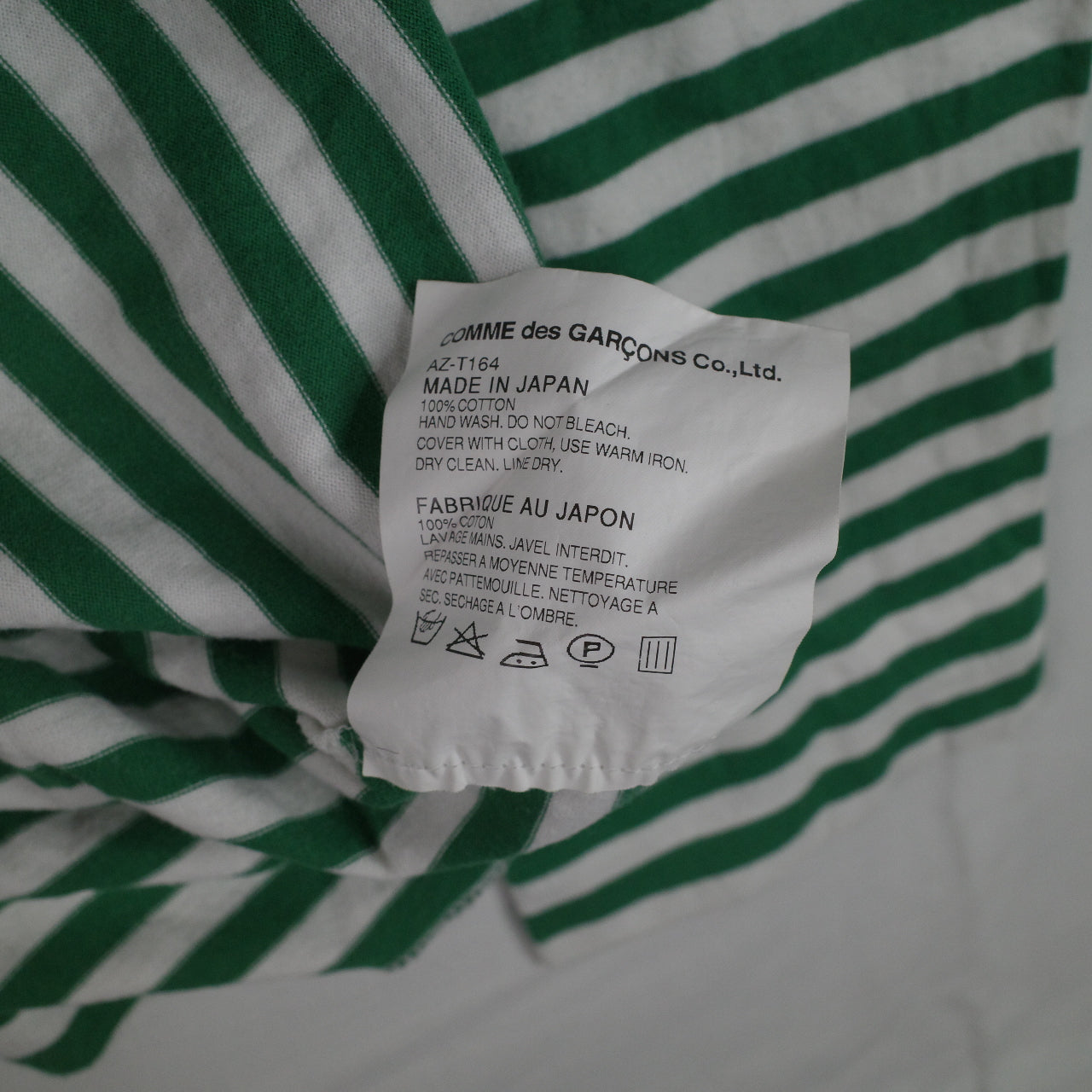 Comme Des Garcons CDG Play Green and White Striped Long Sleeve Crewneck T-shirt XL