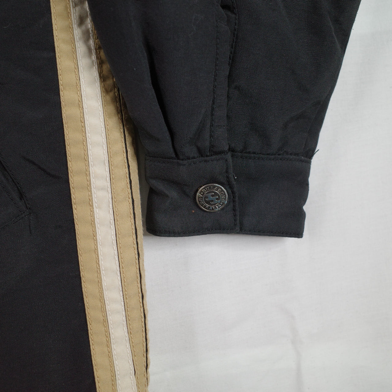 Vintage Billabong Black Full Zip Hooded Piping Jacket Mens Extra Small 90's