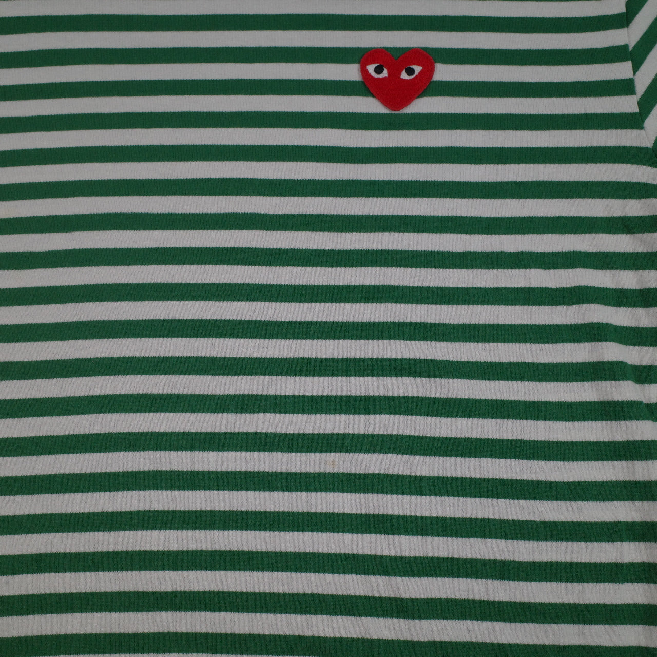 Comme Des Garcons CDG Play Green and White Striped Long Sleeve Crewneck T-shirt XL