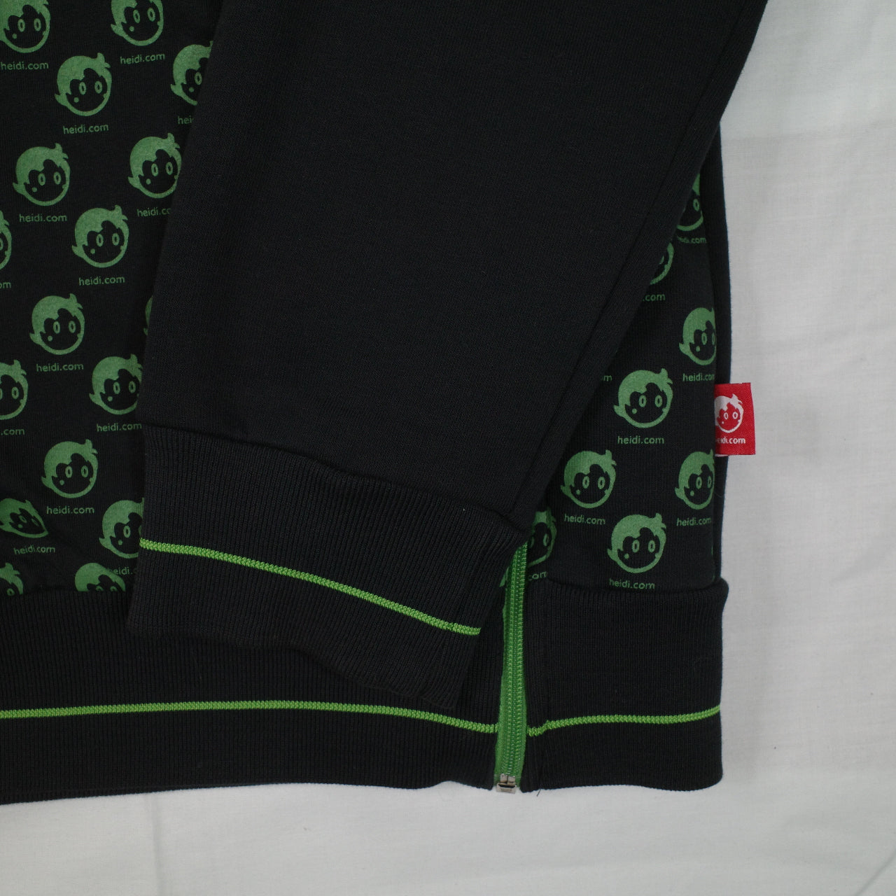 Heidi dot com 2 Zip Neon Black Hooded Zip Up Jacket Unisex XL