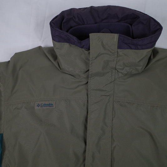 Columbia Bugaboo Olive Black Winter Jacket Radial Sleeve Mens Small Damaged Zip