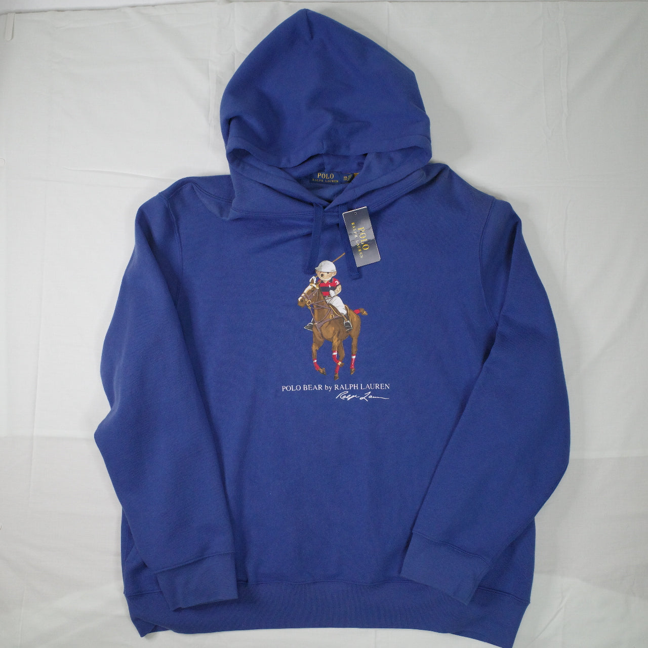 Polo Ralph Lauren Preppy Bear Polo Bear Pullover Hoodie Hooded Sweatshirt Blue Mens XXL