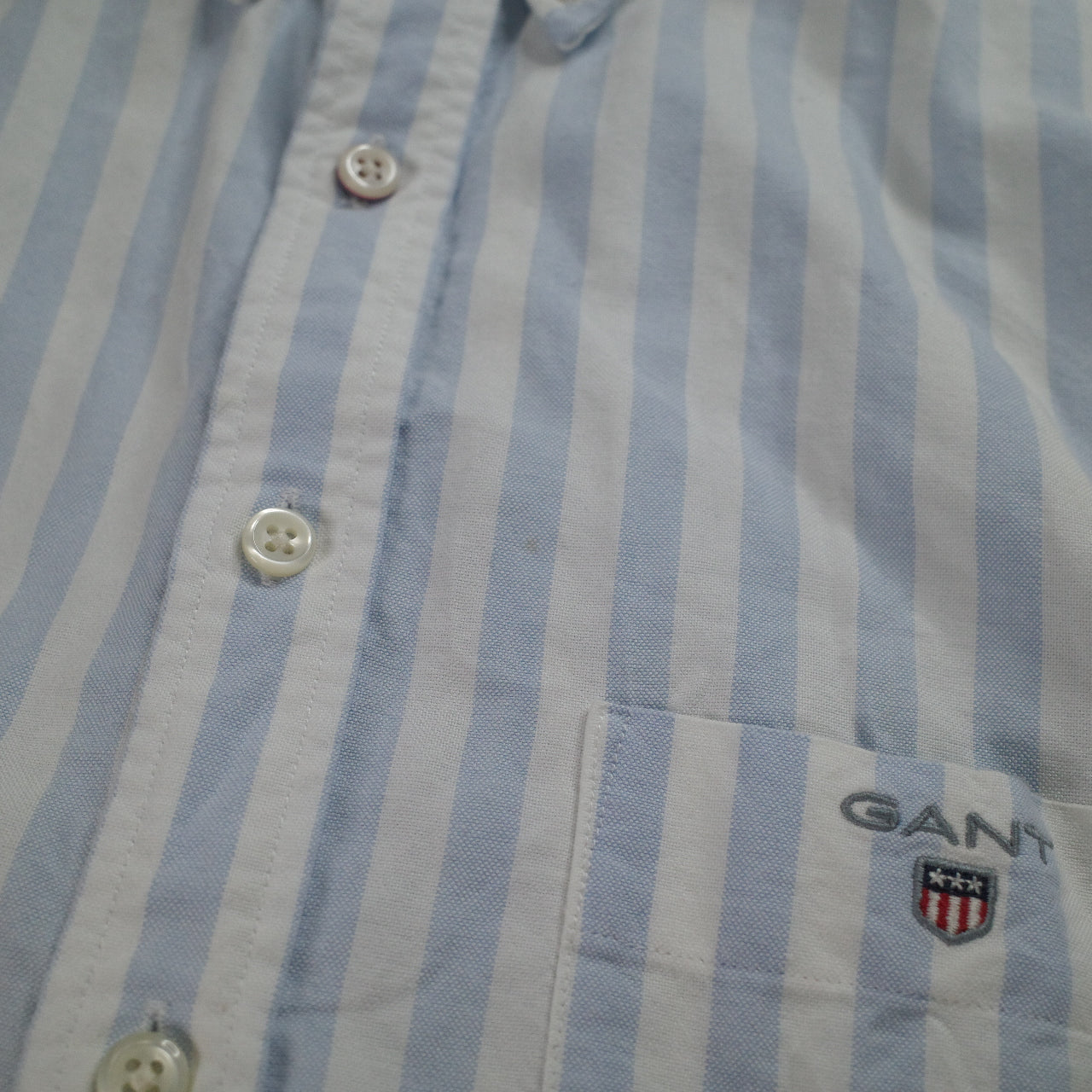 Gant Oxford Banker Blue White Stripe Cotton Button Up Mens 2XL