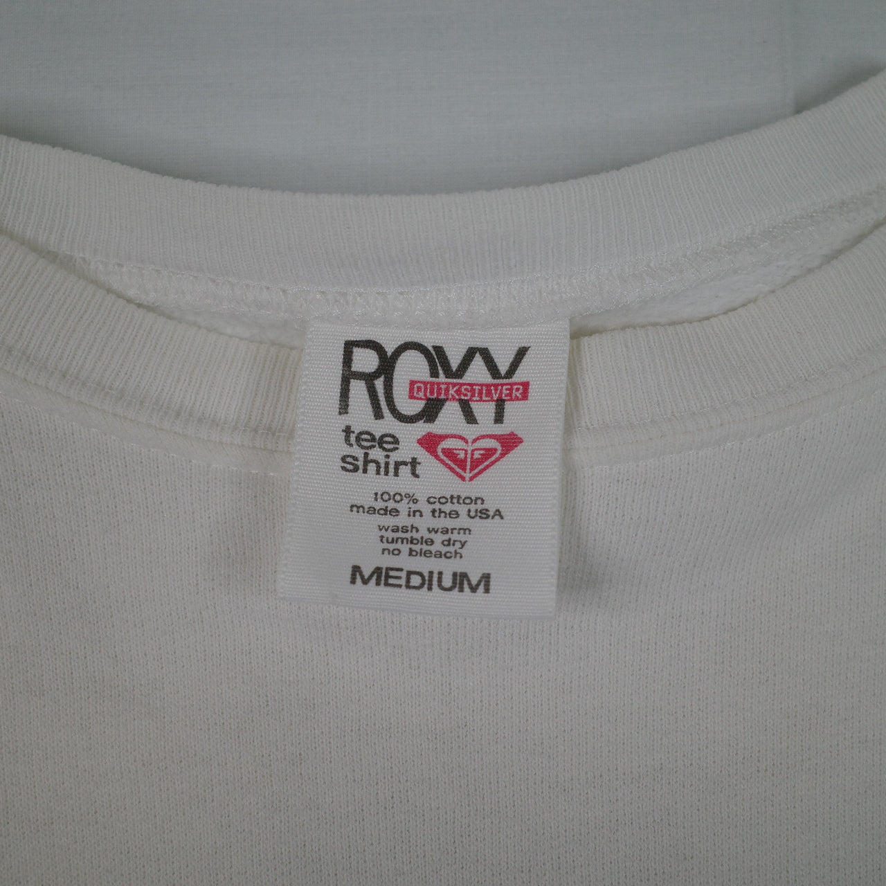 Roxy White Back Print Vintage Pullover Crewneck Womens Medium