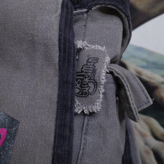 Jon Burgerman Canvas Cord Faces Denim Satchel