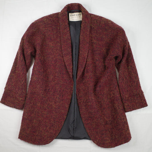Vintage 70's Chambray Boule Red Glitter Wool Jacket Coat Sz 16 L Made in Great Britain VGC