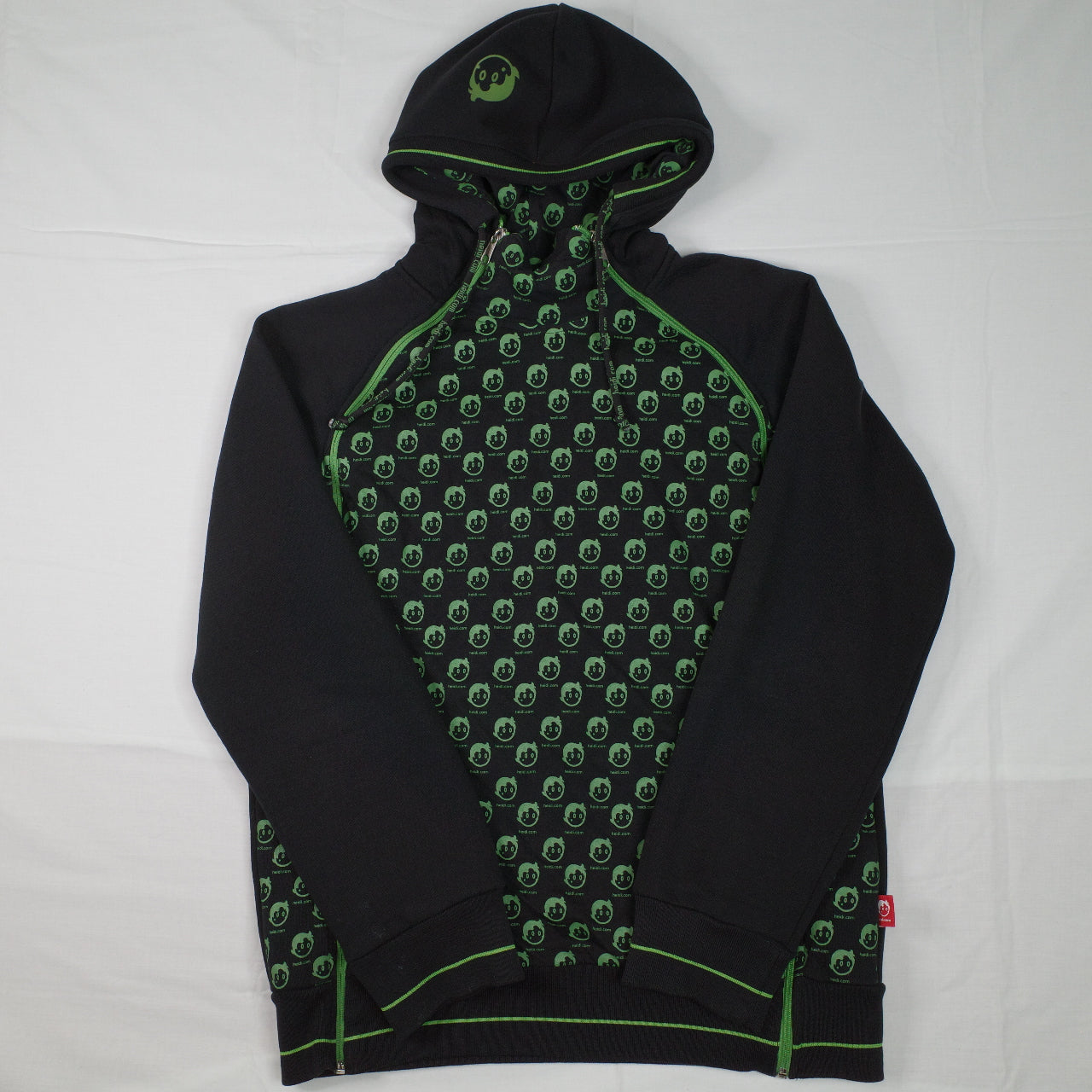 Heidi dot com 2 Zip Neon Black Hooded Zip Up Jacket Unisex XL