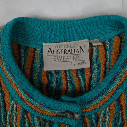 The Great Australian Sweater By Fields Cable Coogi Style Button Sweater Cardigan Men’s Small