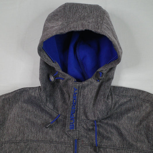 Superdry Jacket Windtrekker Grey Blue Fleece Lined Mens XL