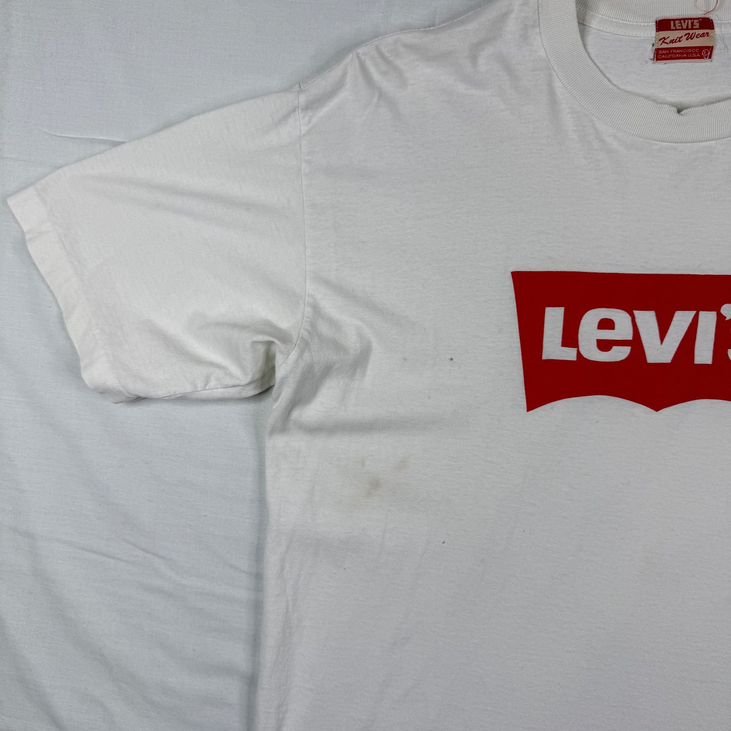 Vintage Levis Knitwear White T-Shirt Single Stitch Mens Large