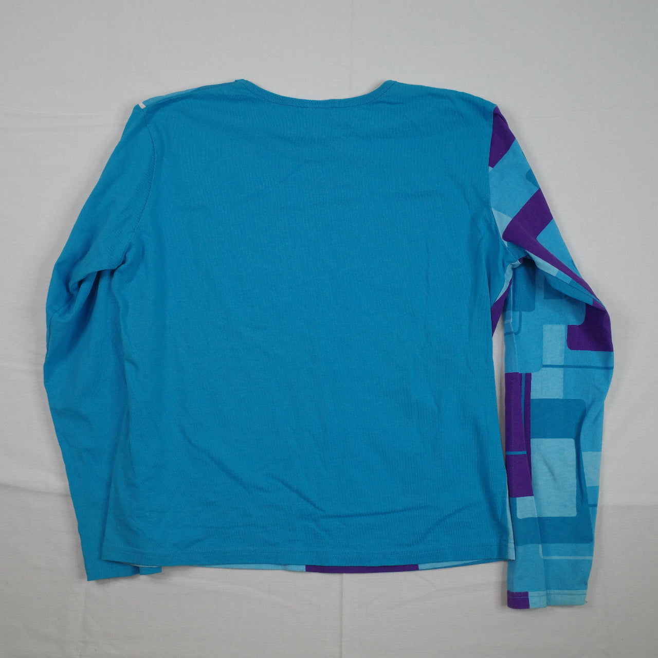 Vintage Hang Ten Retro Block Graphic Blue Purple Long Sleeve T Shirt Womens M