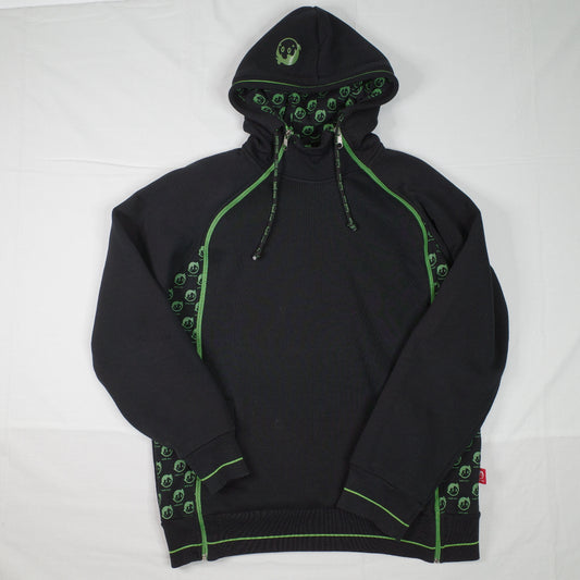 Heidi dot com 2 Zip Neon Black Hooded Zip Up Jacket Unisex XL