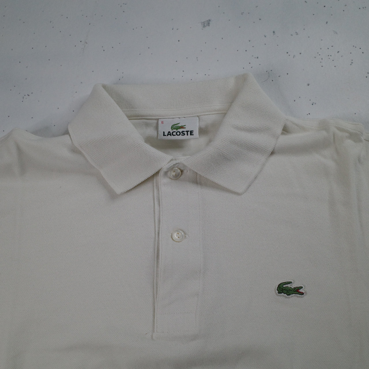 Vintage Lacoste Polo Shirt White Short Sleeve Mens Size 5 Large