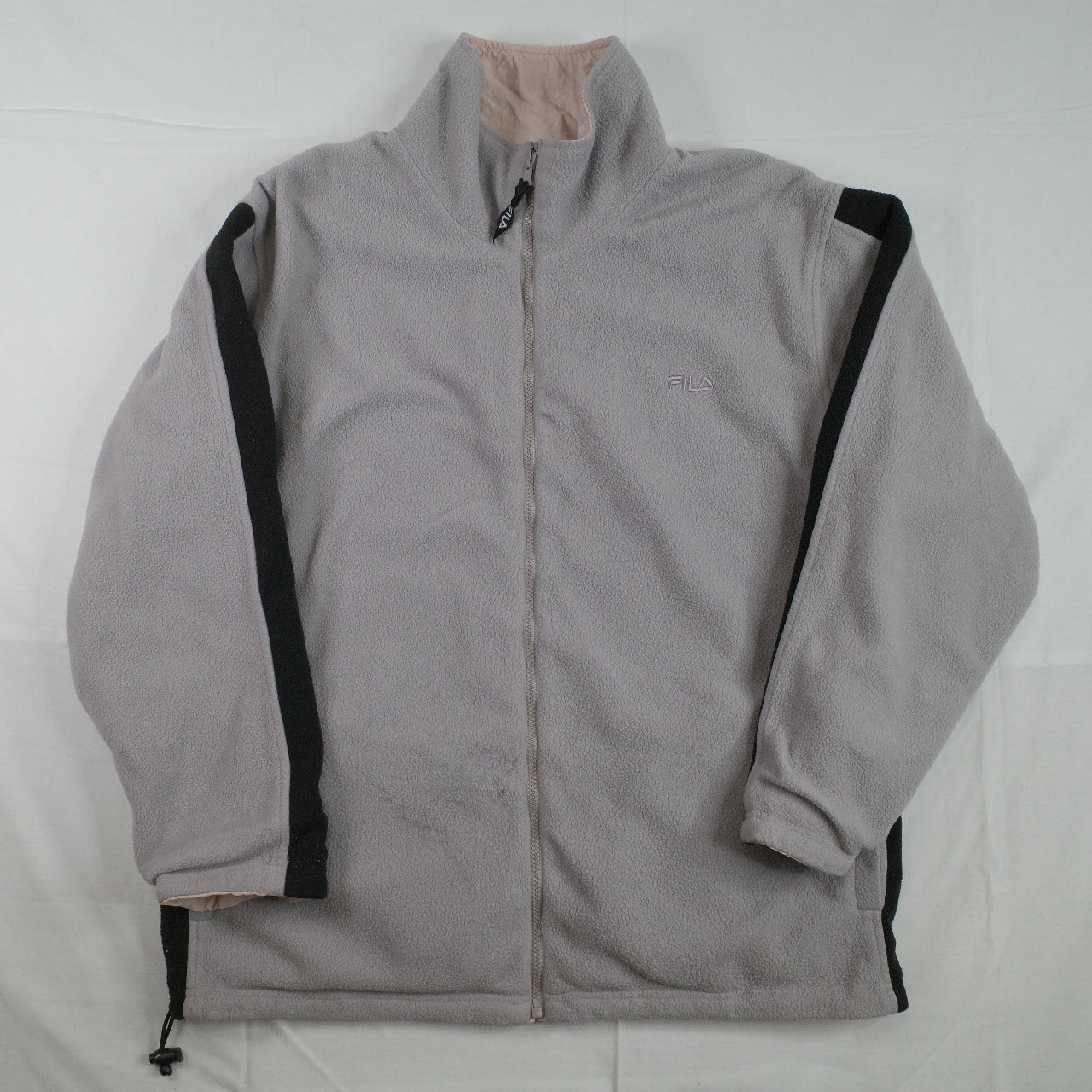 Fila Reversible Fleece Nylon Grey Faded Pink Jacket Mens Medium