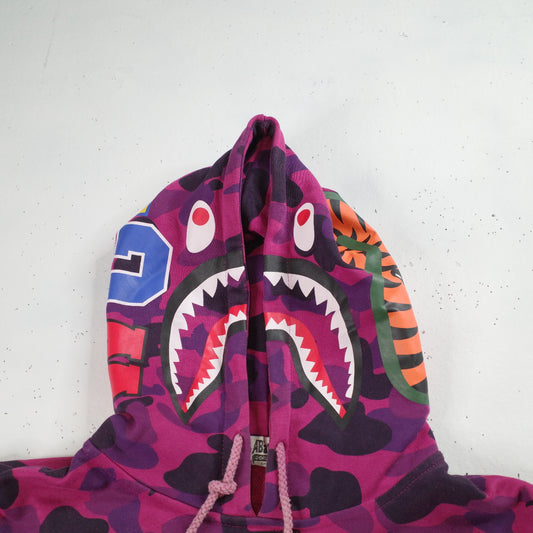A Bathing Ape Pink Purple Camo College Pullover Hoodie Large Japan Fit