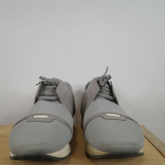 Balenciaga Race Runner Elastic Mesh Leather Grey Mens Size 45