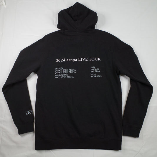 aespa SYNK Parallel Line Australia Tour Dateback Black Hoodie Large