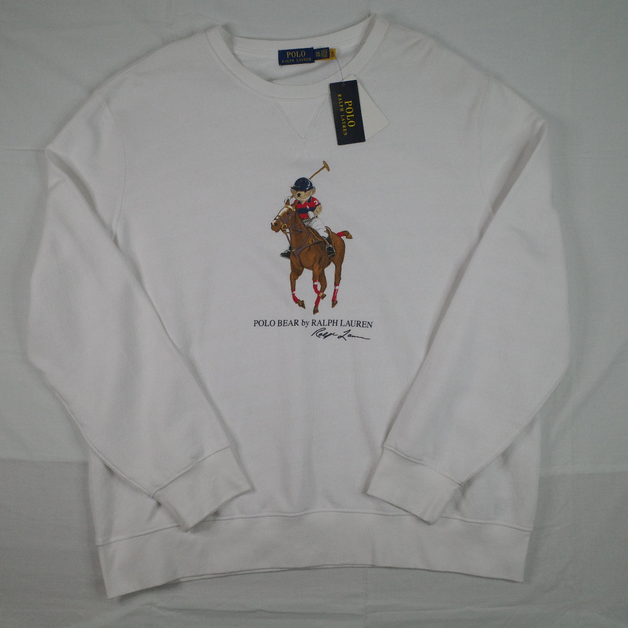 Polo Ralph Lauren Preppy Bear Polo Bear Pullover Sweatshirt White Mens XXL NWT
