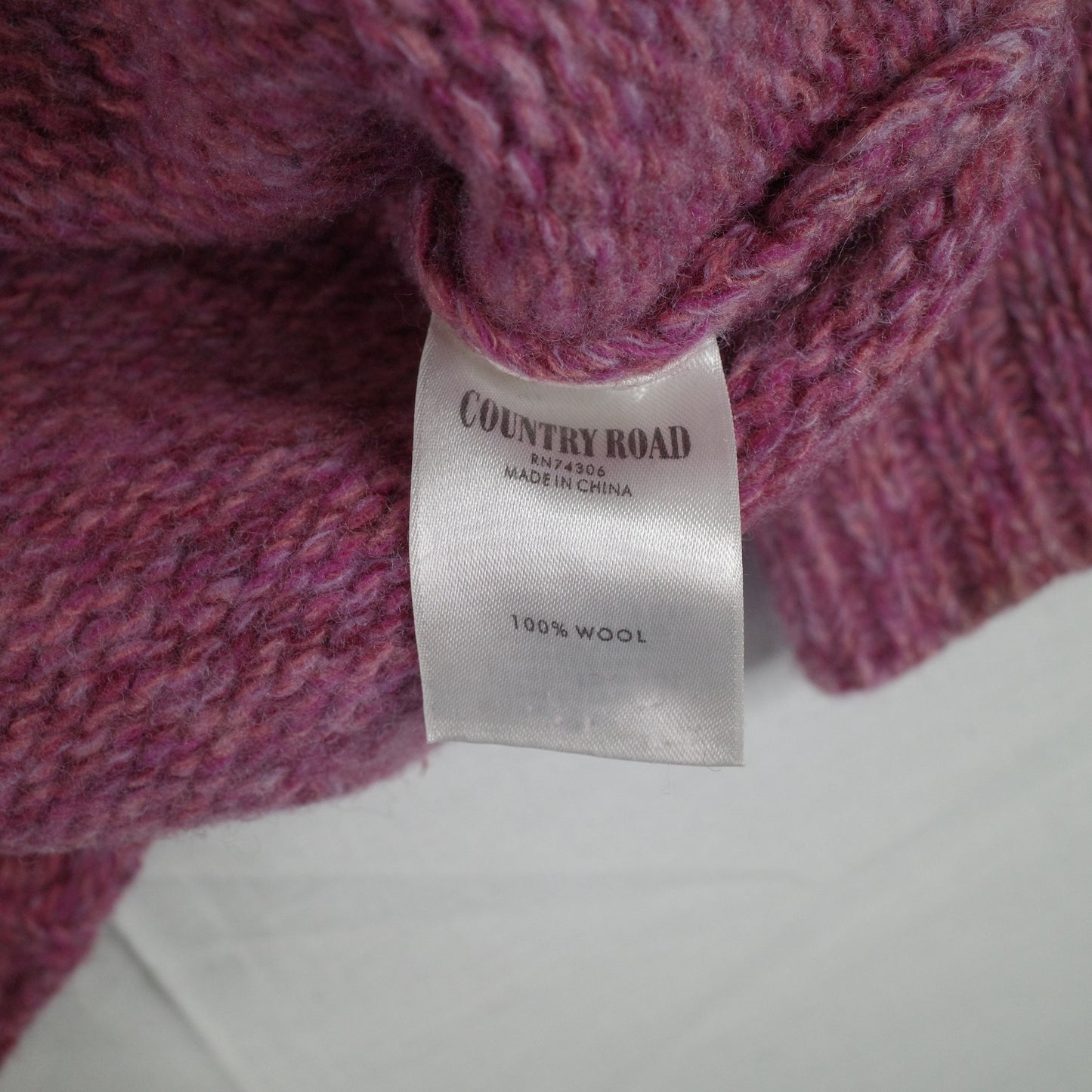 Country Road 100% Wool 1/4 Zip Knit Pink Womens Medium