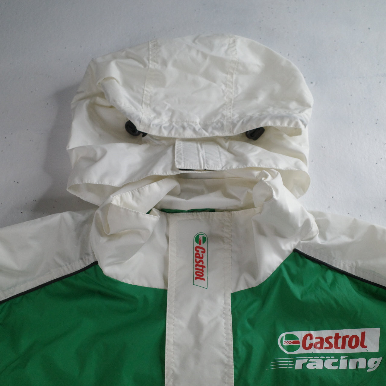 Vintage Castrol Racing Jacket Full Zip Green White Mens XL