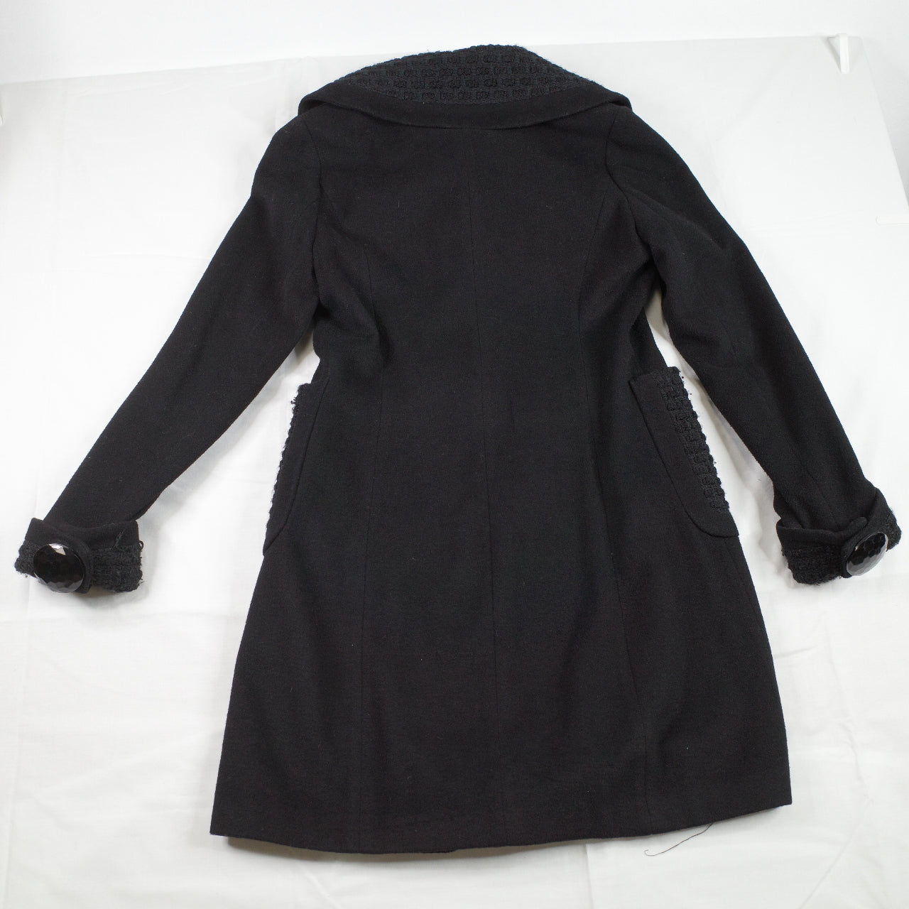 Anna Sui Black Wool Button Knee Length Coat 6