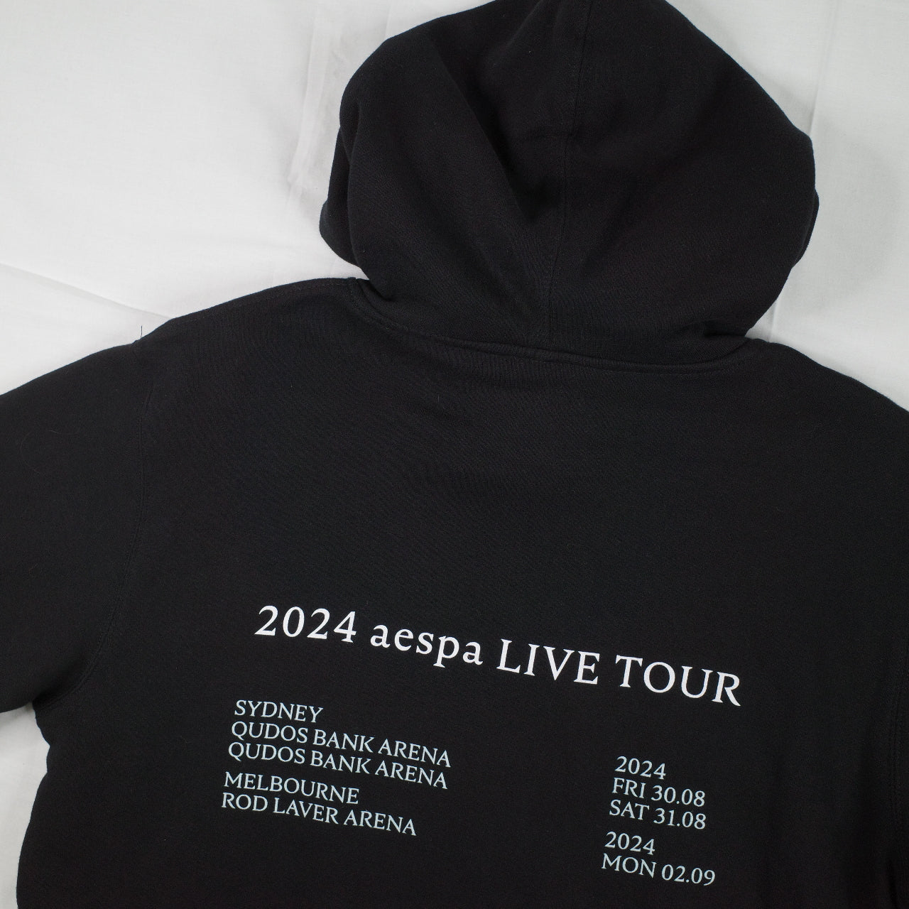 aespa SYNK Parallel Line Australia Tour Dateback Black Hoodie Large