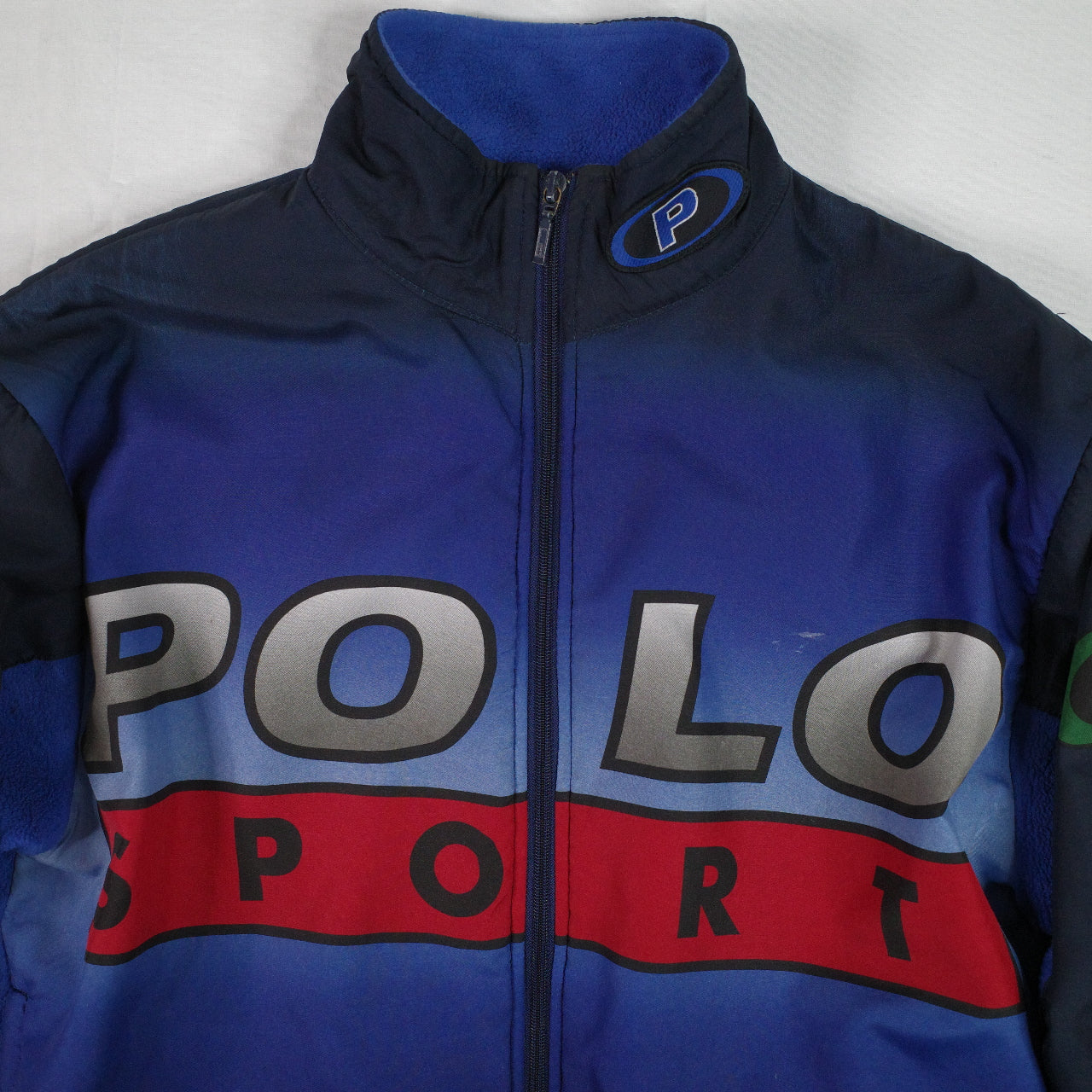 Vintage Polo Sport Ralph Lauren Pepsi Cycling Jacket Fleece Lined RARE Mens Medium