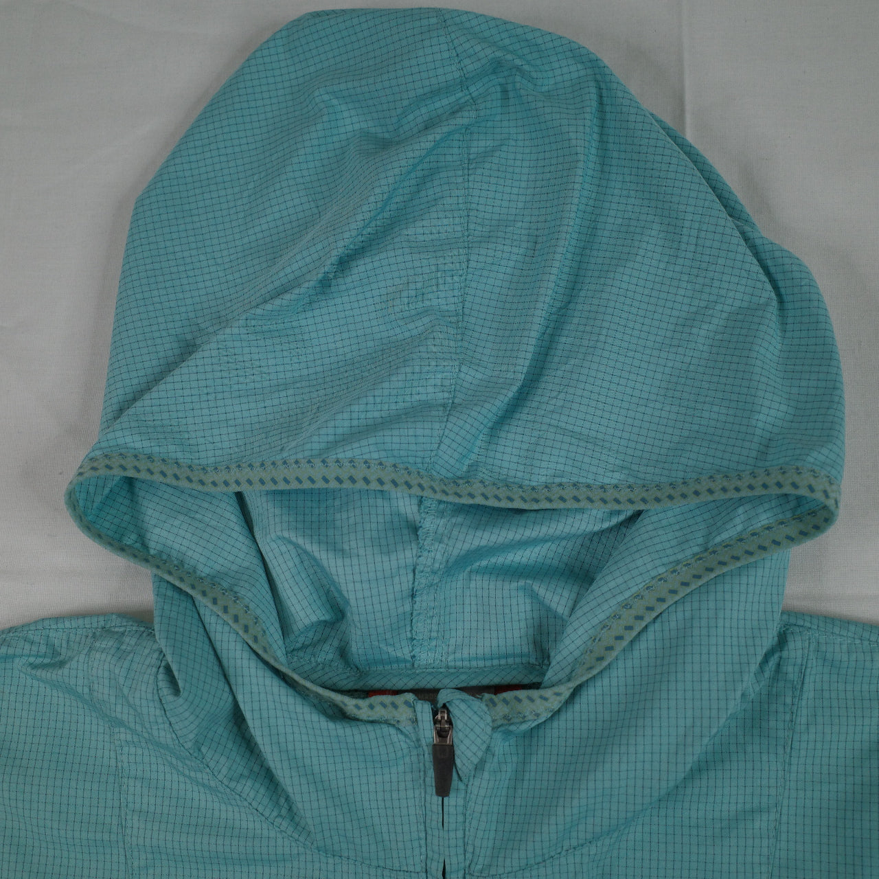 Nike ACG Grid Rip Stop Teal Kangaroo Half Zip Hooded Jacket Mens Medium