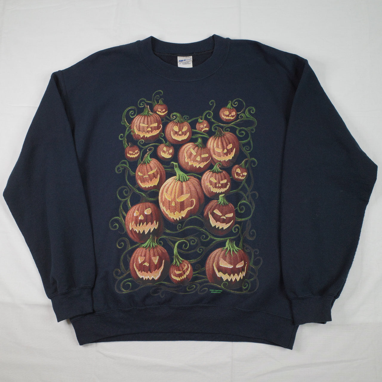 Halloween Spooky Pumpkin Graphic Print Crewneck Sweater Mens Medium