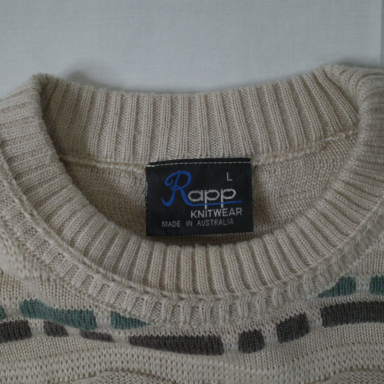 Rapp Knitwear Coogi Inspired Crewneck Australia Made Mens Medium