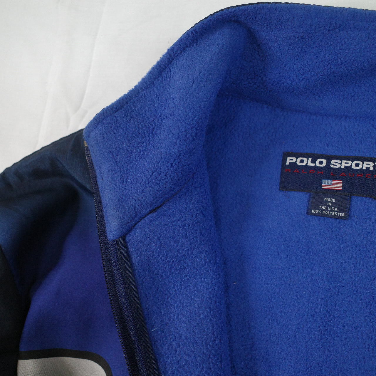 Vintage Polo Sport Ralph Lauren Pepsi Cycling Jacket Fleece Lined RARE Mens Medium