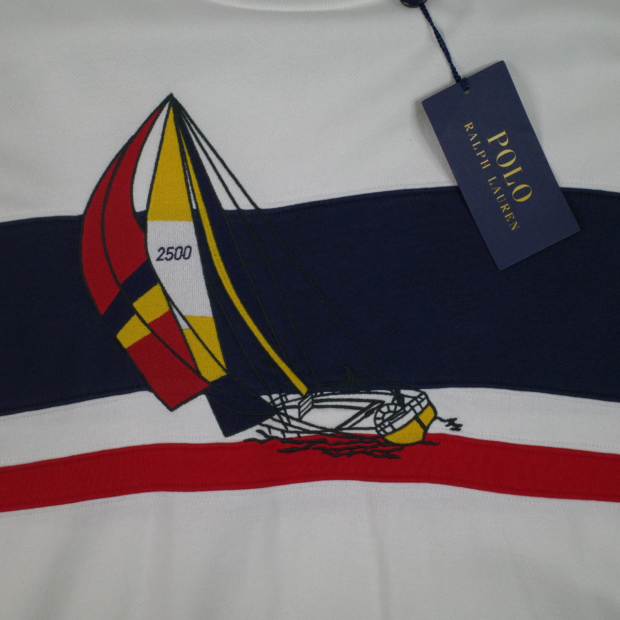 Polo Ralph Lauren CP RL 93 Sailboat 2500 Yacht White Sweater Crewneck Mens Large NWT