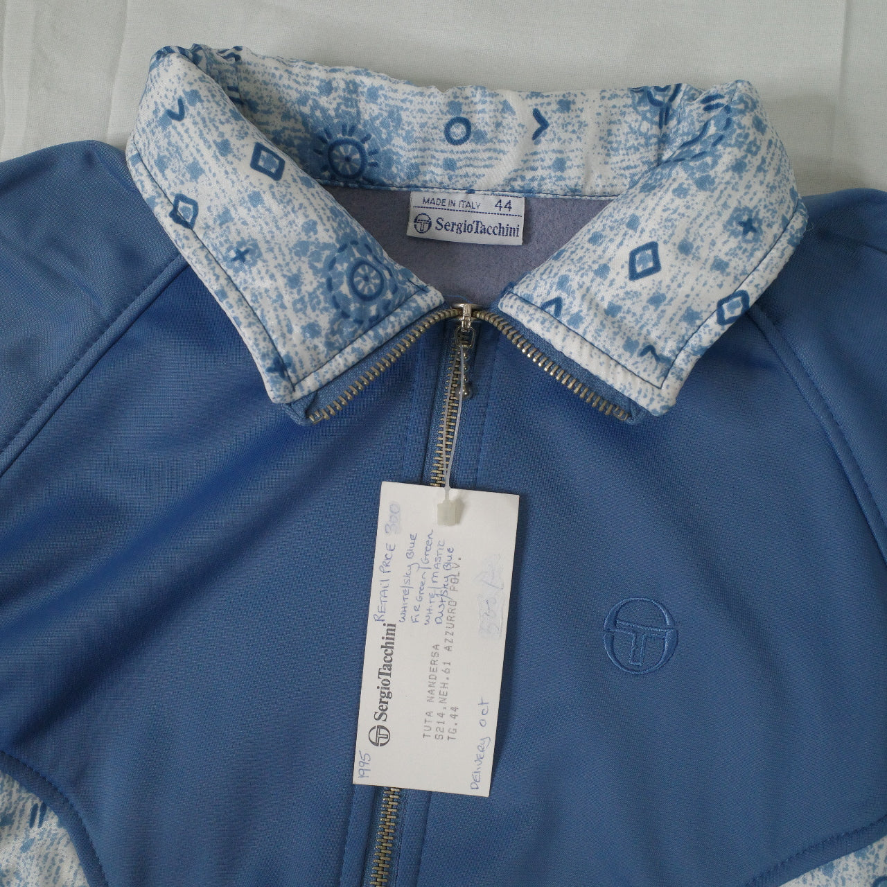 Vintage Sergio Tacchini Sample Promo Light Blue Track Set Jacket Pants Italy Made Womens Small NWT rare