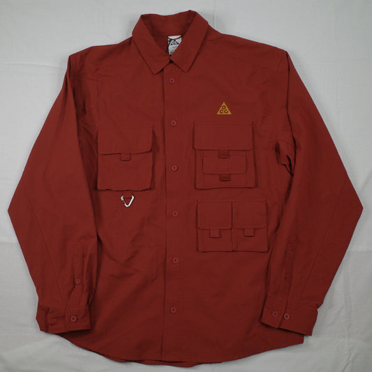 Nike ACG Dri-FIT UV Dev Trail Track Set Full Long Sleeve Button Up Pants Brown Mens Large SET NEW