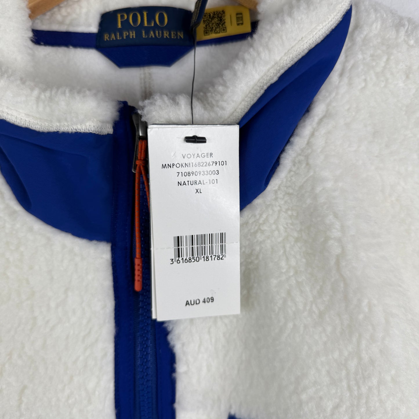 Polo Ralph Lauren RL Co White Fleece Zip Up Jacket Mens XL NWT