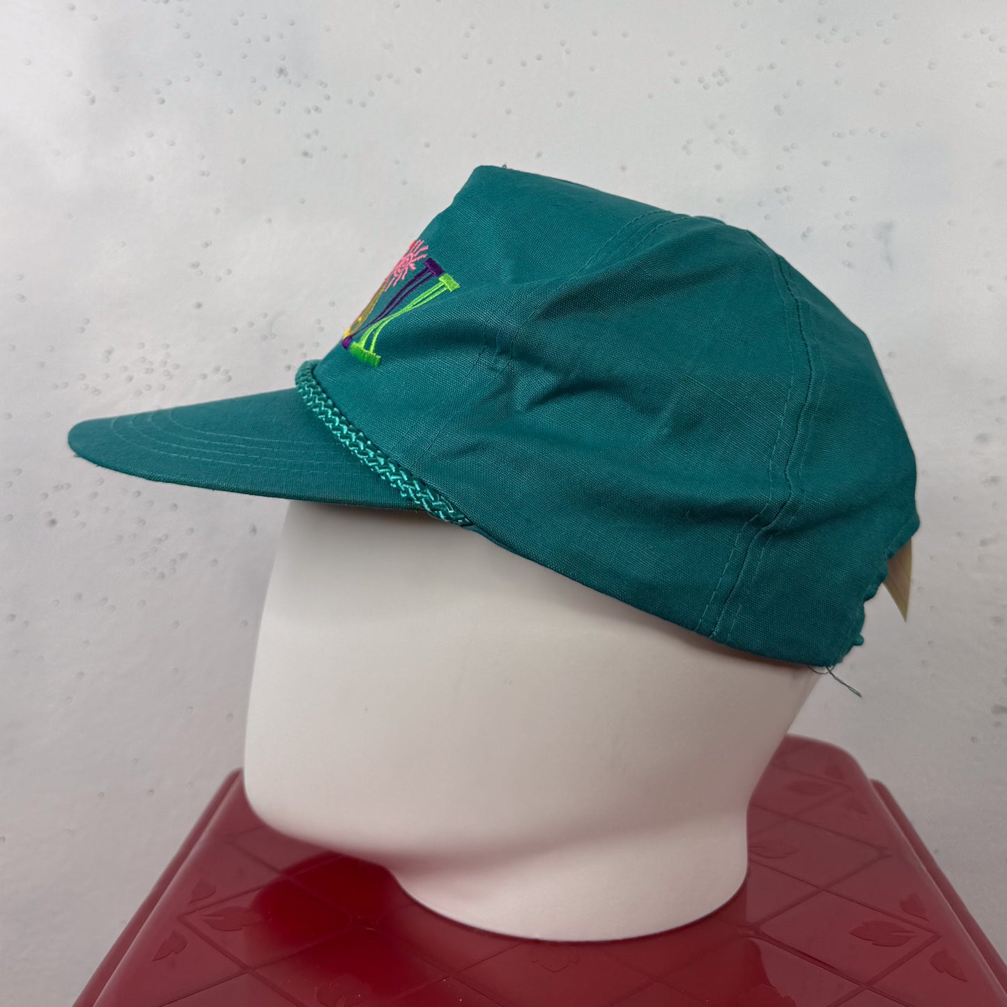 Vintage Hawaii Teal Embroidered Hat