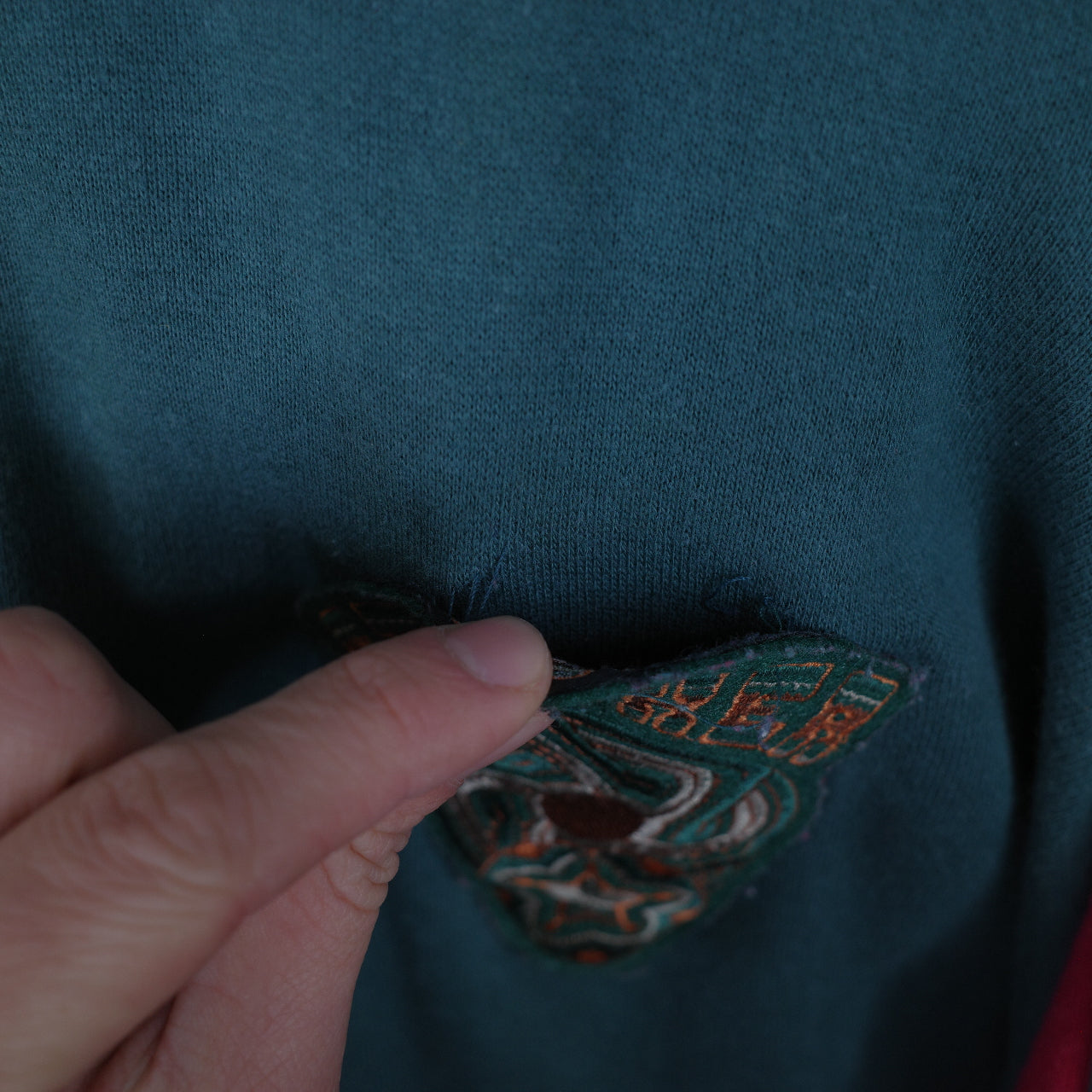 Striker Vintage Two Tone Faded Varsity Bomber Jacket Green Red Men's Large