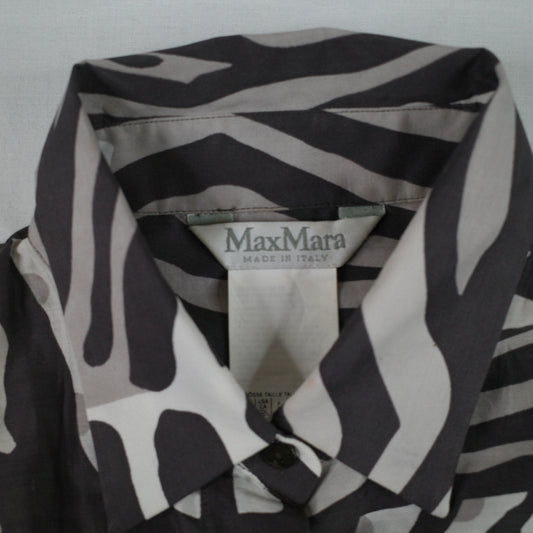 Max Mara Italy Made Zebra Long Sleeve Blouse Shirt Womens Large
