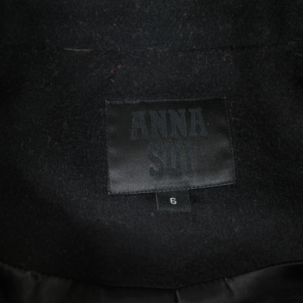 Anna Sui Black Wool Button Knee Length Coat 6